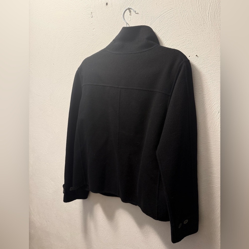 Talbots Wool Blend Cropped Jacket Minimalist High Collar Coat Black 12 Quality - Picture 3 of 7